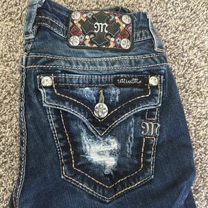 Miss me size 25 boot cut jeans with bling buttons dark wash
